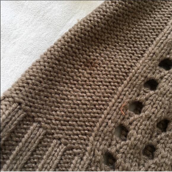 NORDSTROM Trouve Open Weave Camel Pullover Sweater Chunky Knit Boxy Boho L - Picture 7 of 8